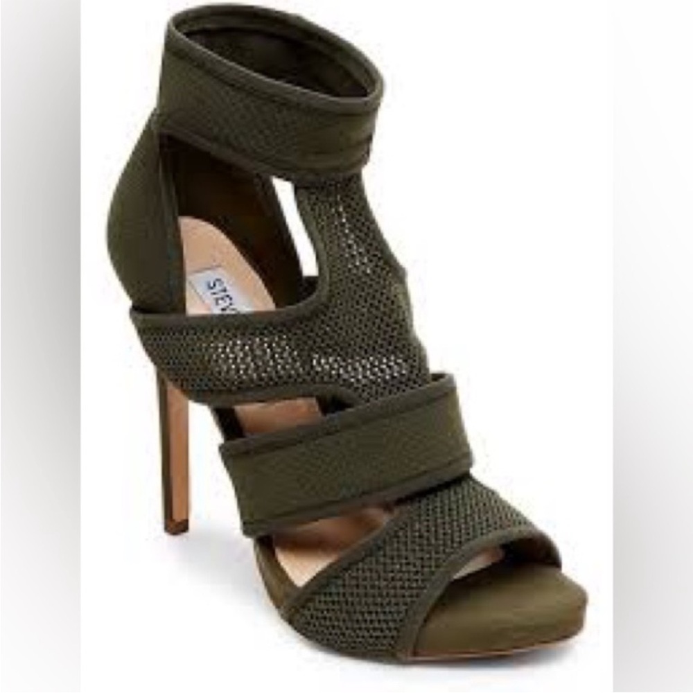 Steve Madden Olive Green Strappy Mesh High Heel Sandals